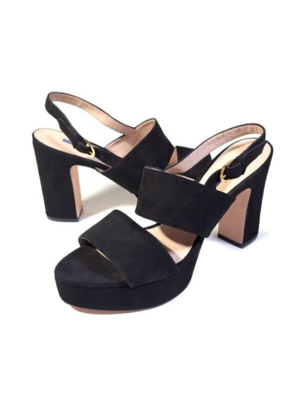 Stuart Weitzman Ono Suede Slingback Platform Sandals in black size 8